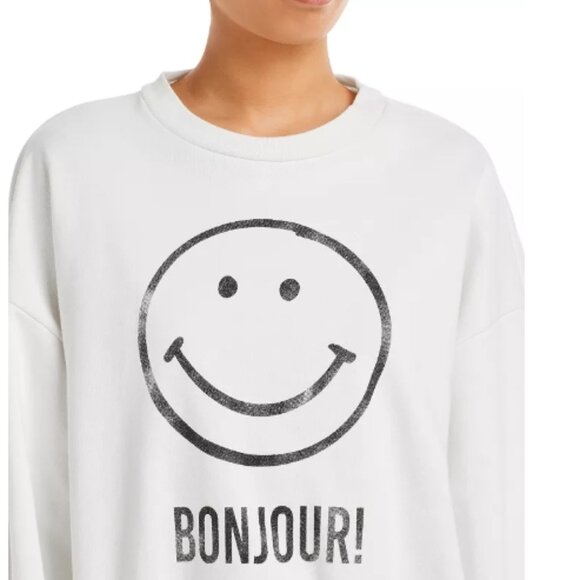 Cinq à Sept Bonjour Smiley Face Sweats à Sept Bonjour Smiley Face Sweatshirt - Picture 4 of 8